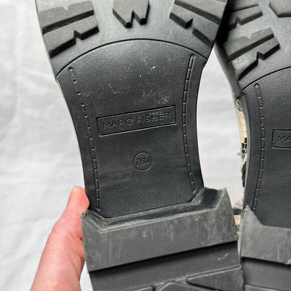 Marc Fisher Laboni Snake Print Lace-Up With Side Zip Combat Boots Womens 7.5 - Picture 9 of 12